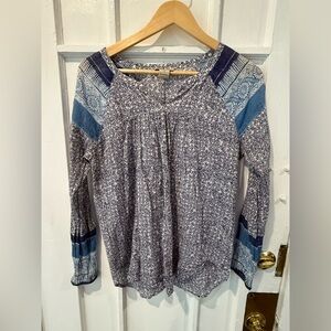 Lucky Brand Navy and Light Blue Blouse